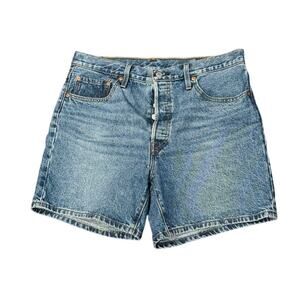 Levi’s 501 Mid Thigh Shorts Size 32 Button Fly High Rise Rigid Denim